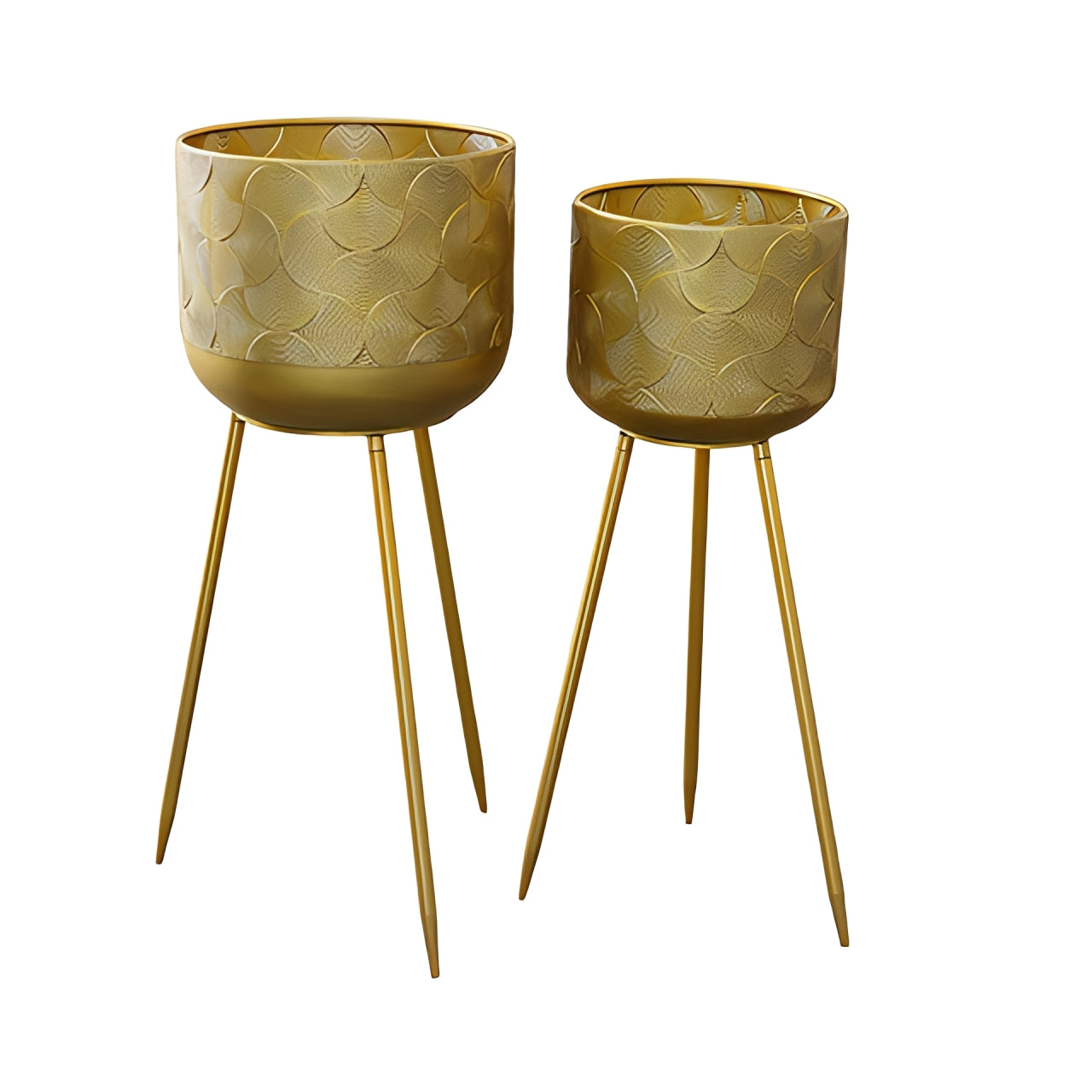 Lola Metal Planter Set with Tripod Stand (Set of 2)