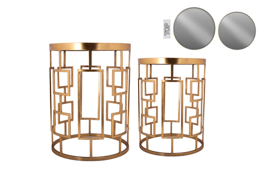 Iron Mirror Metal Table Foil Gold-24.00"H