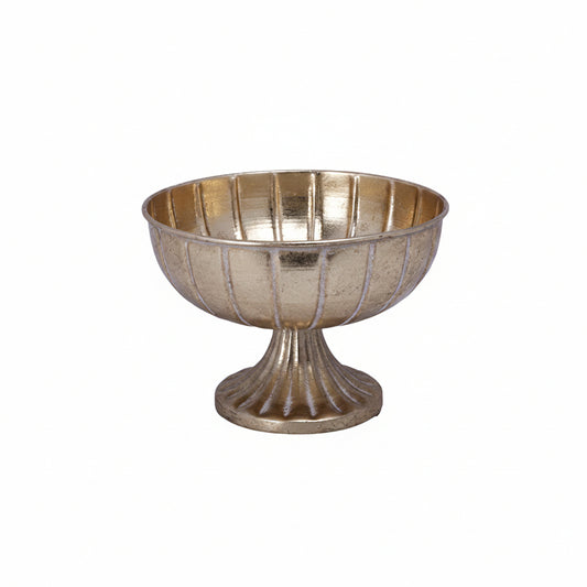 Decorative metallic bowl on a white background