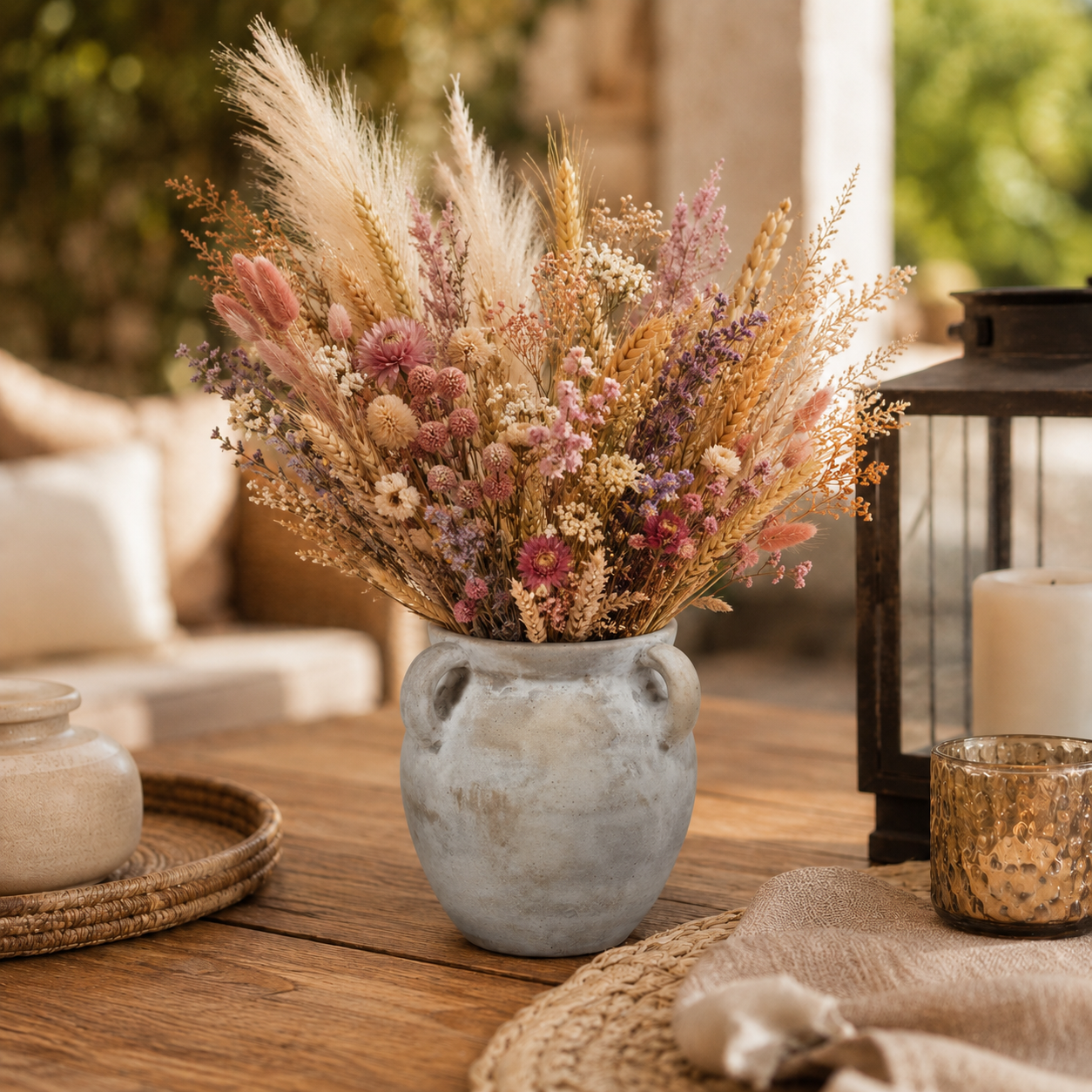 Achilles Round Ceramic Vase with Handles
