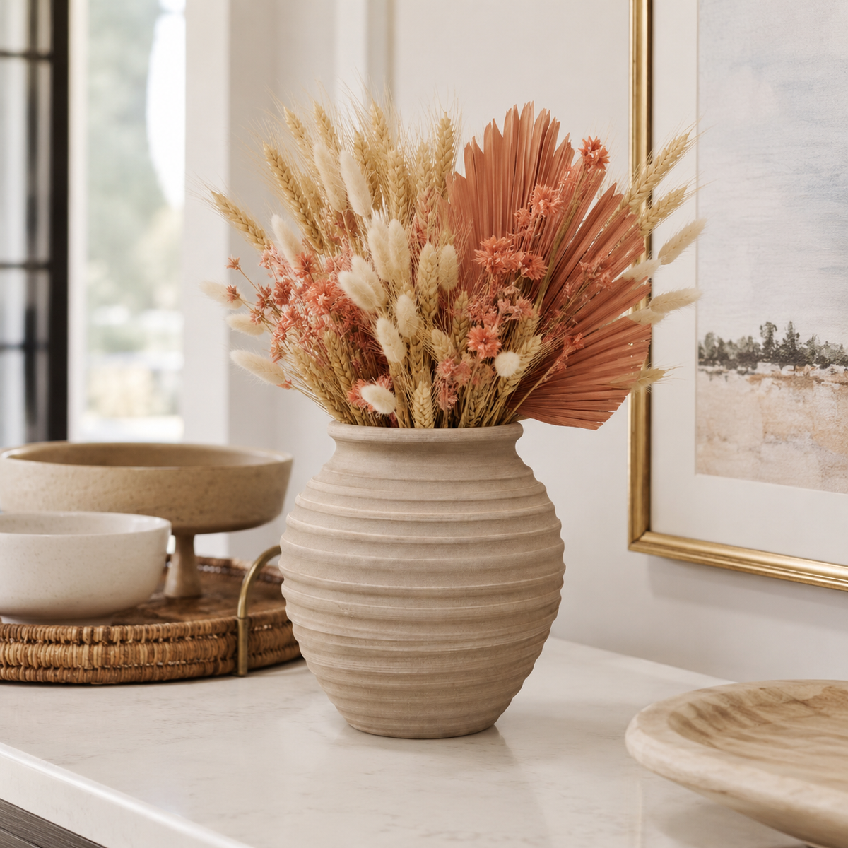 Adalynn Ribbed Terracotta Vase