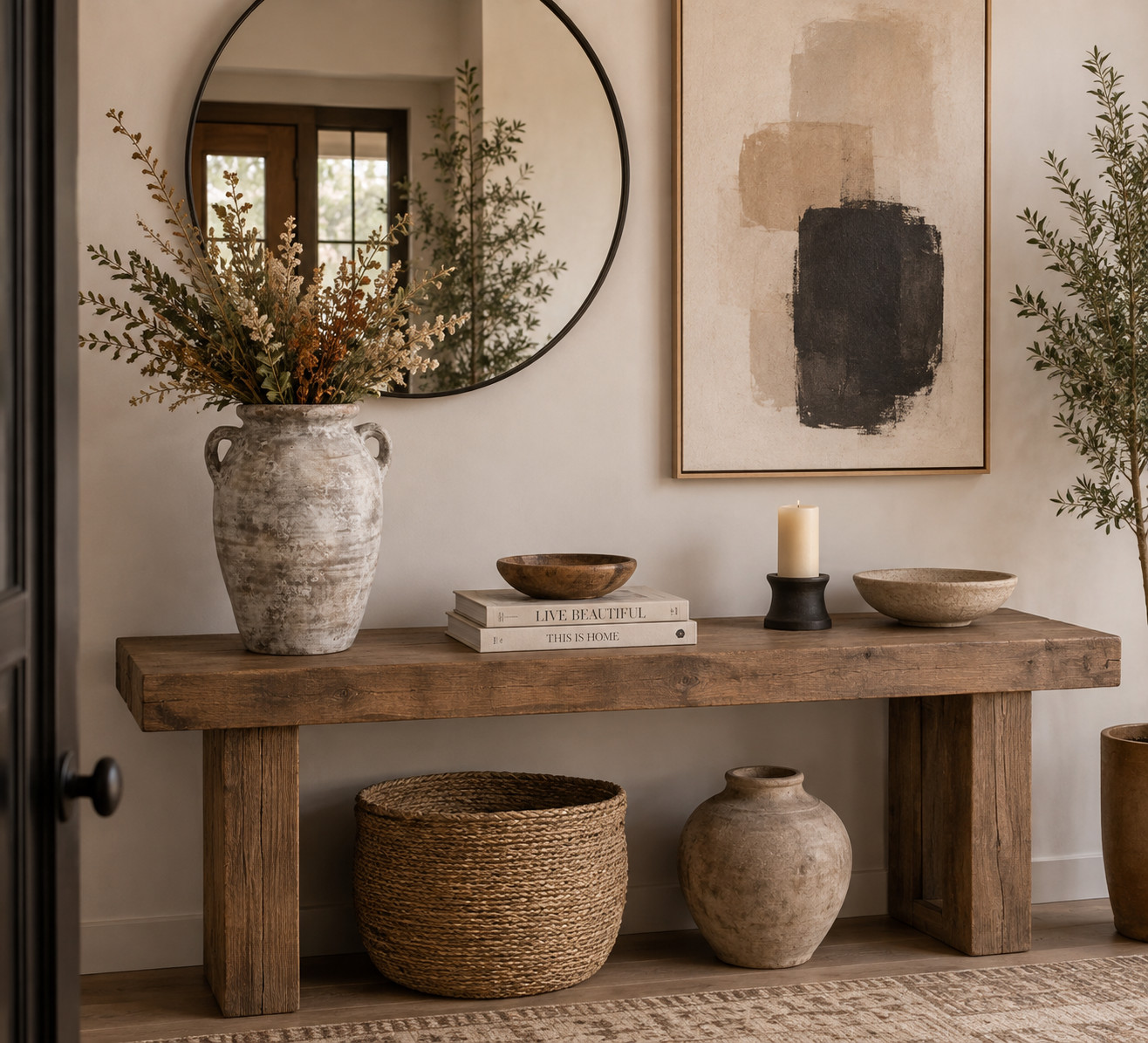 Alizée Round Ceramic Vase with Handles