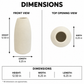 A dimension diagram showing a small matte ceramic vase from front and top views with labeled measurements: height 12.50 in and width/length 6.