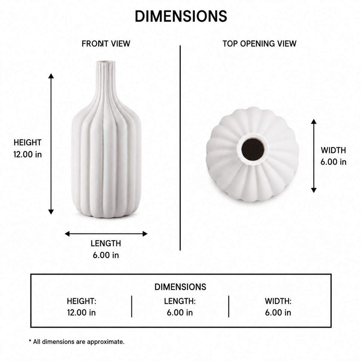 Andi Ribbed Ceramic Bottle Vase