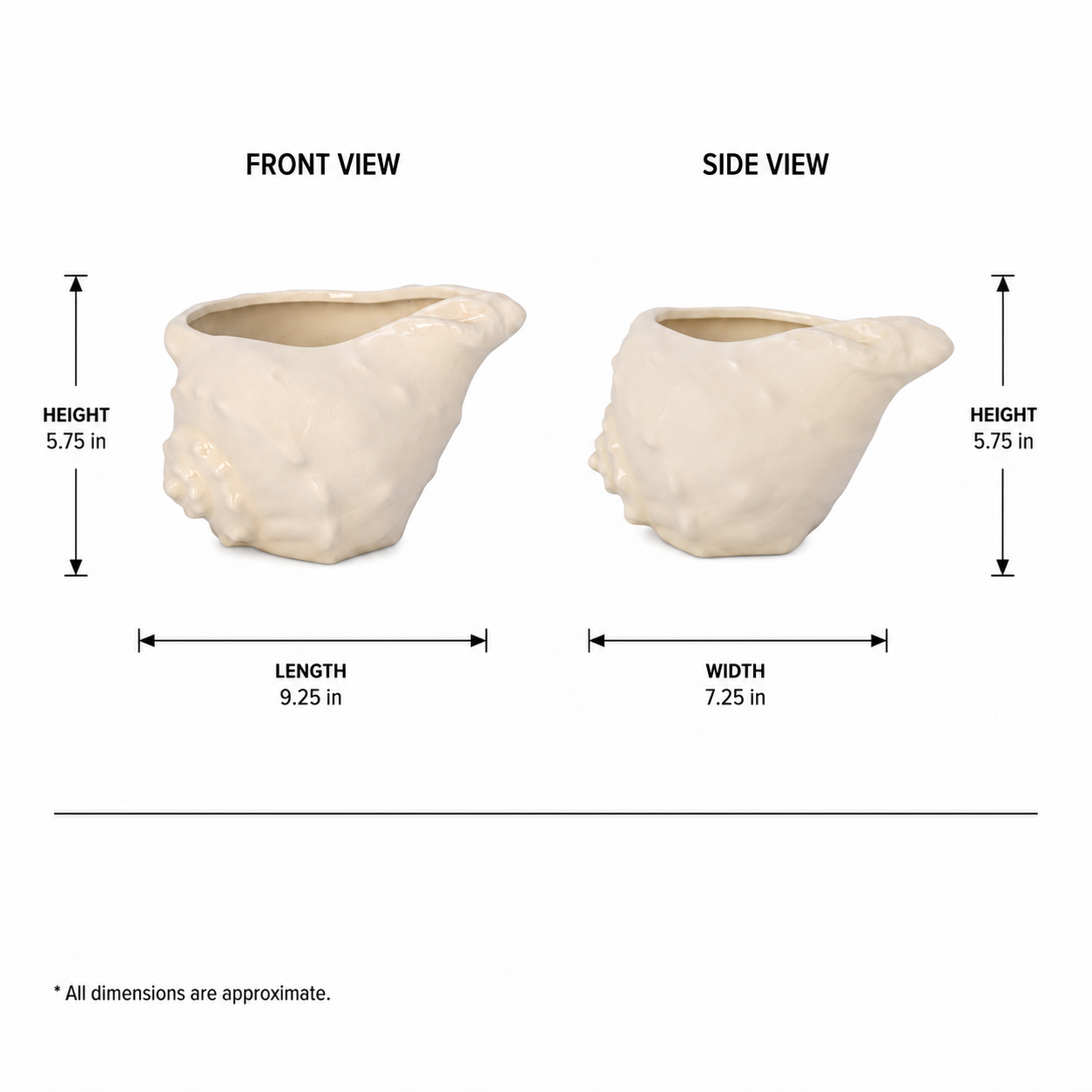 Aqua White Ceramic Shell Planter Decorative Pot