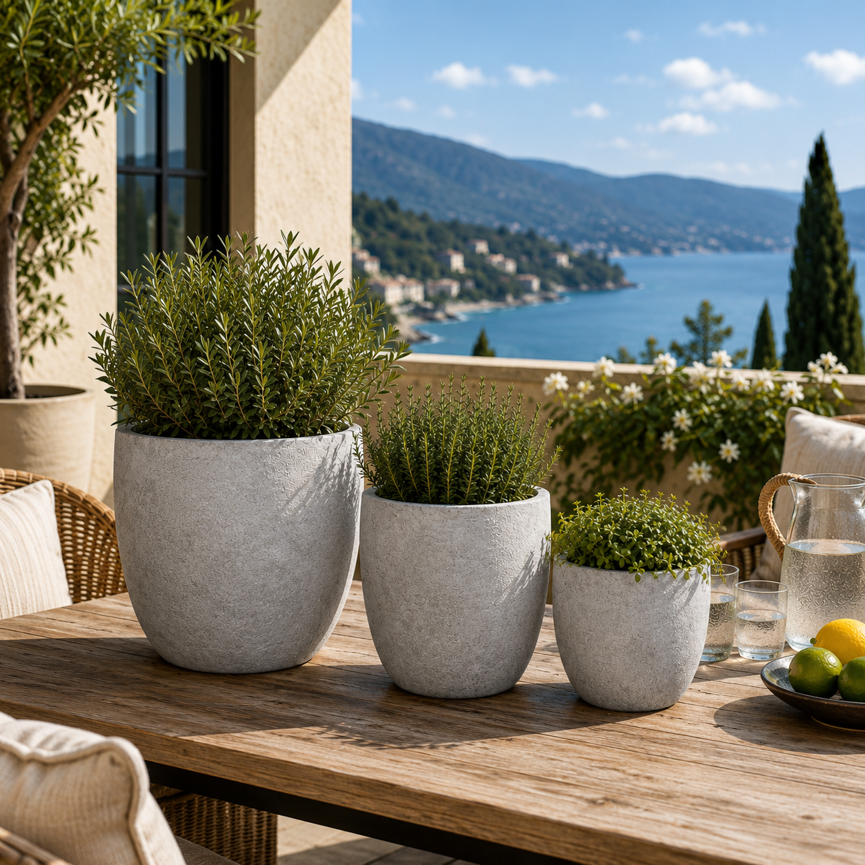 Azalea Handcrafted Cement Planter Set (Set of 3)