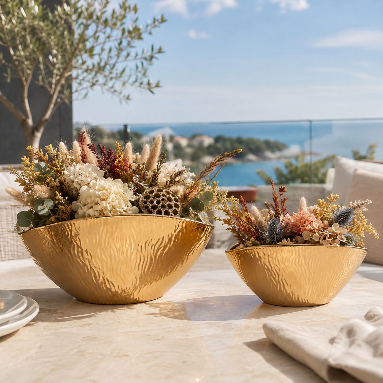 Bellamy Electroplated Oval Ceramic Decor Set (Set of 2)