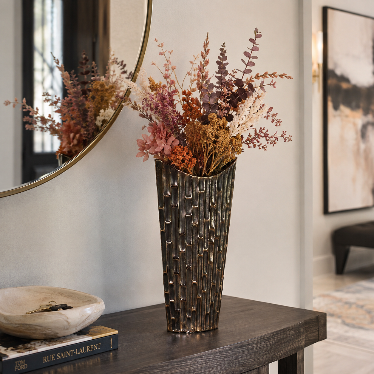 Niven Honeycomb Oval Metallic Vase
