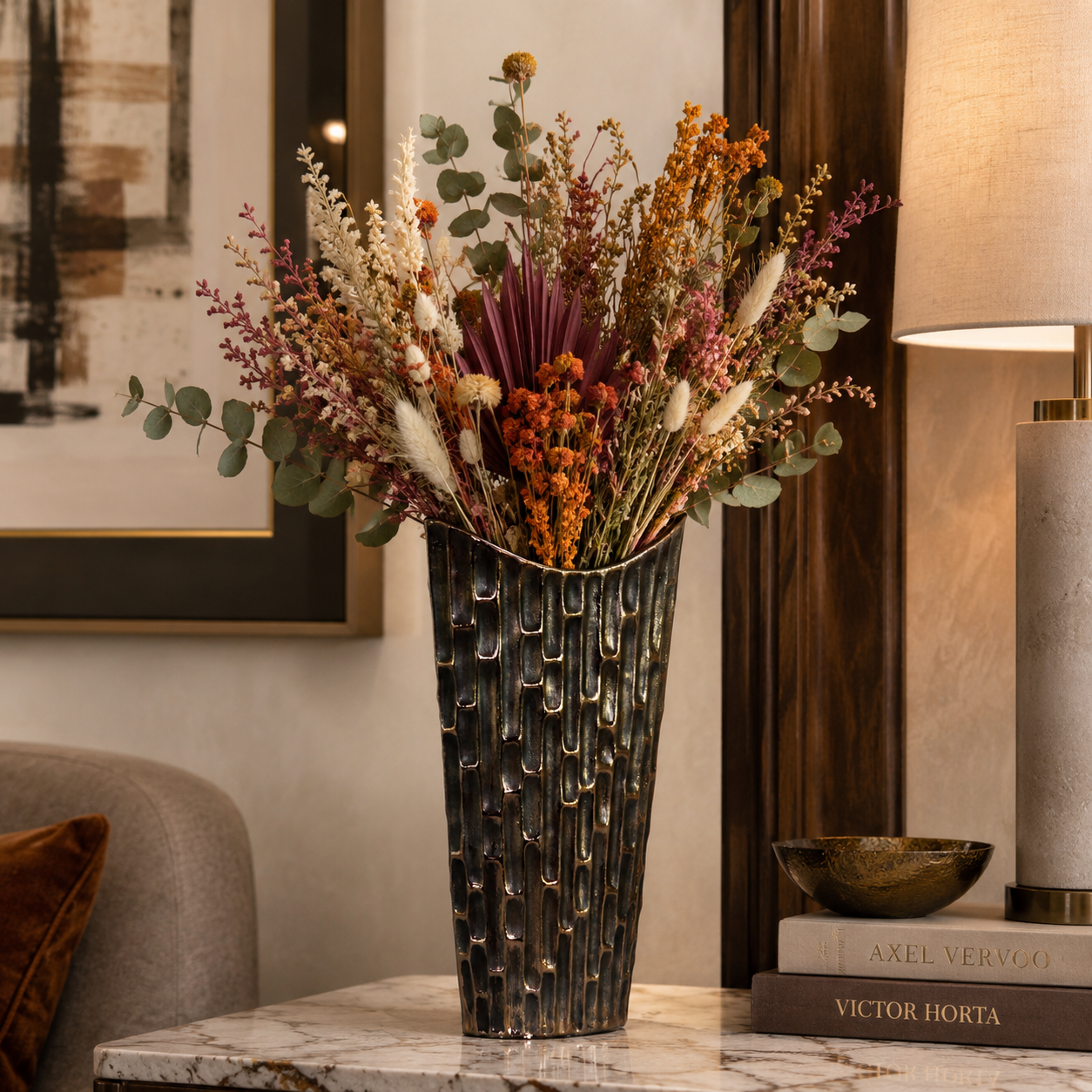 Niven Honeycomb Oval Metallic Vase
