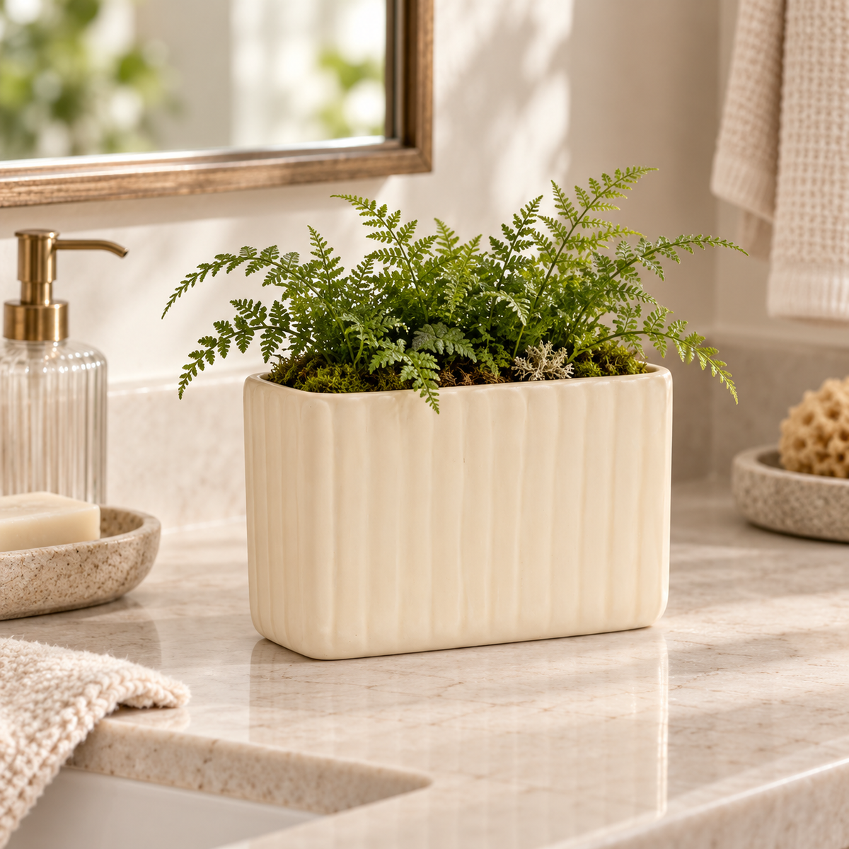 Bridget Cement Tall Rectangular Pot