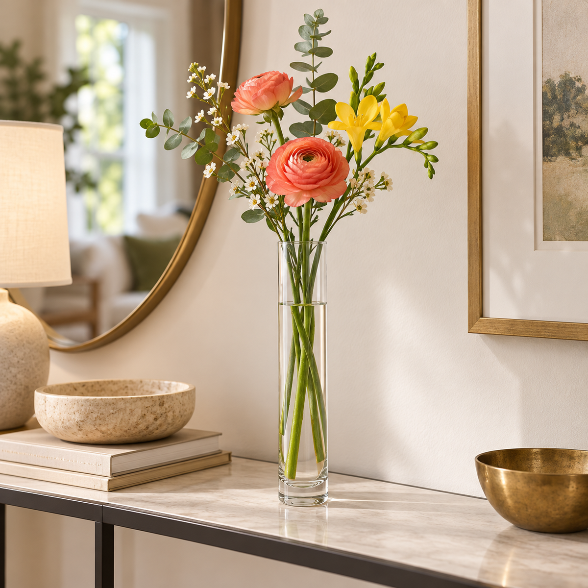 Silvon Clear Glass Cylinder Vase