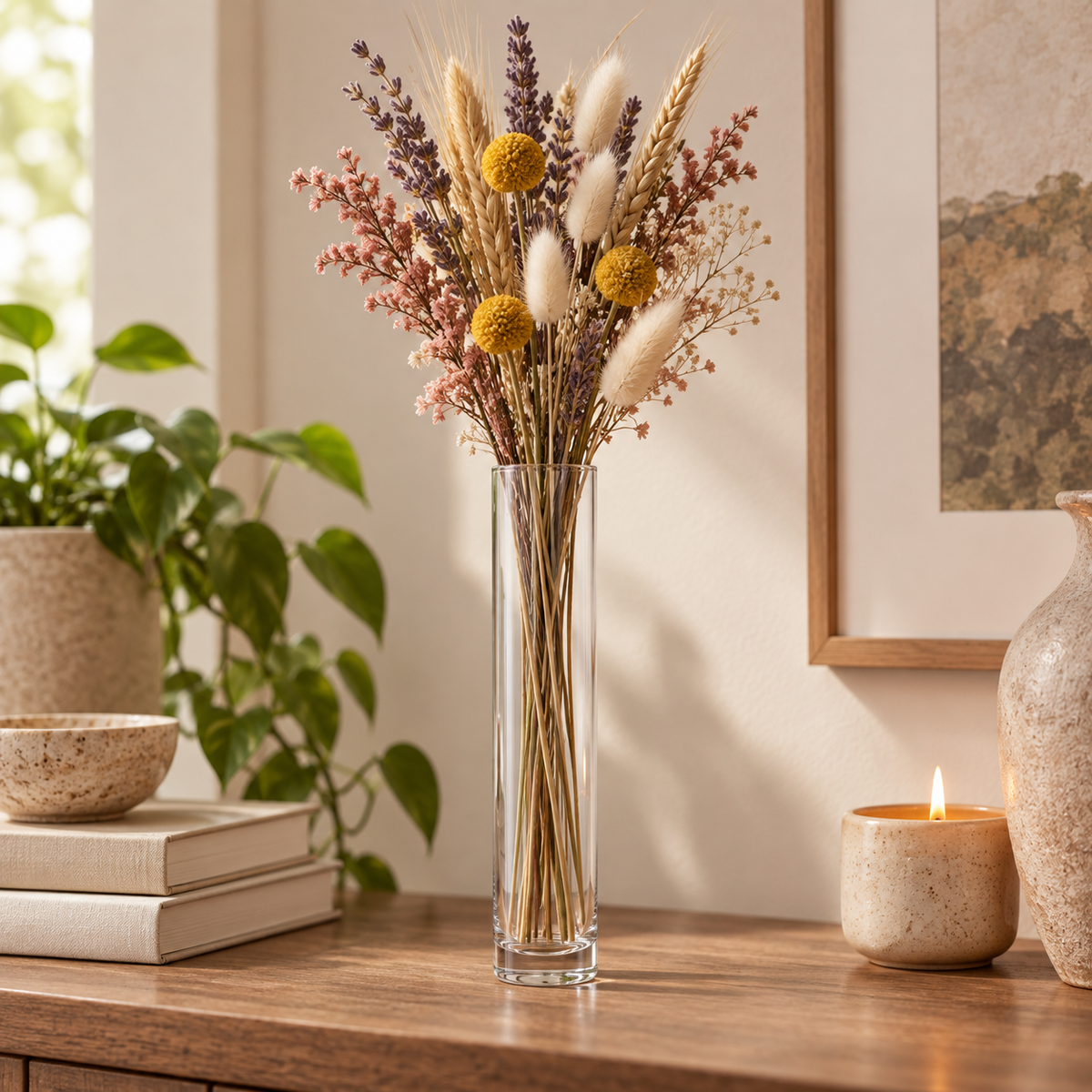 Silvon Clear Glass Cylinder Vase