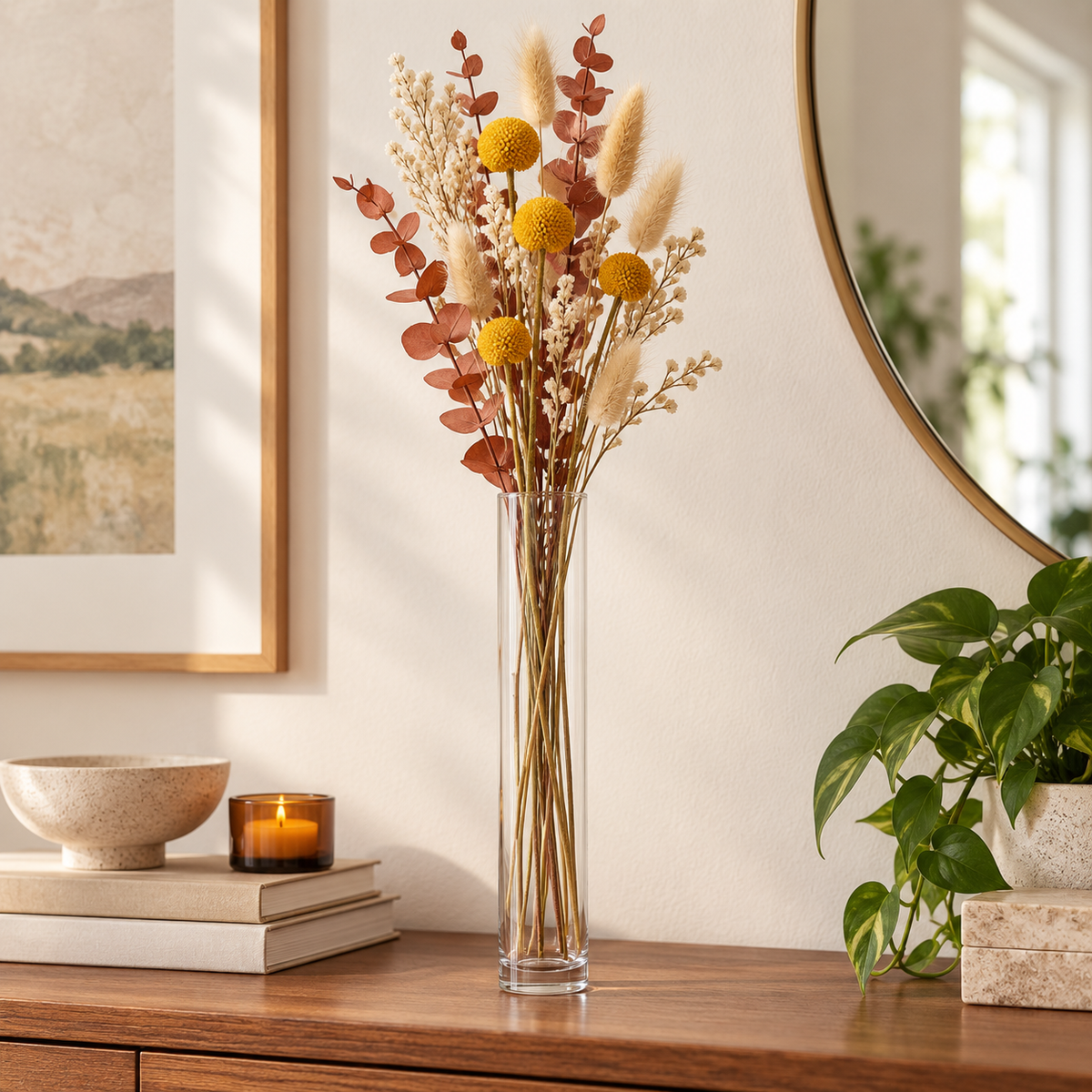 Silvon Clear Glass Cylinder Vase