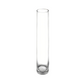 A tall, slender clear glass cylinder vase with a flat circular base, shown against a plain white background.