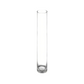A tall, slender clear glass cylinder vase with a flat circular base, shown against a plain white background.
