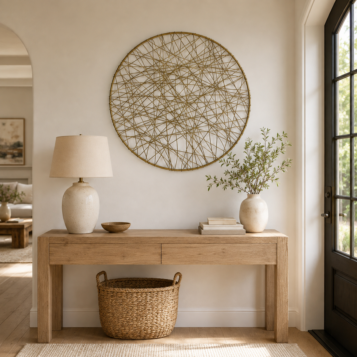 Cali Abstract Line Metal Round Wall Art