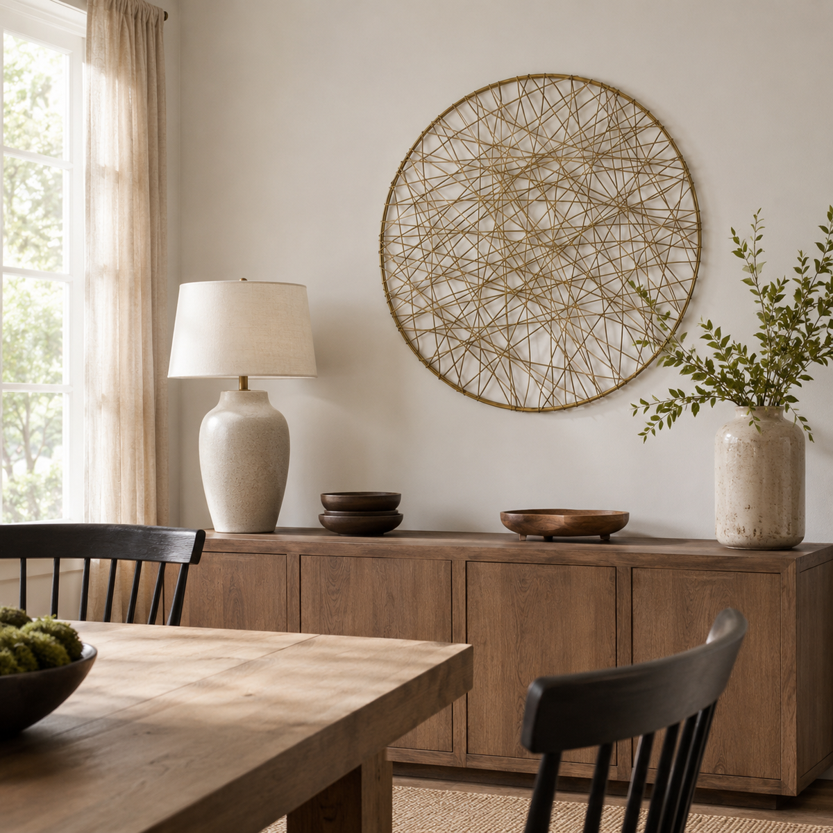 Cali Abstract Line Metal Round Wall Art