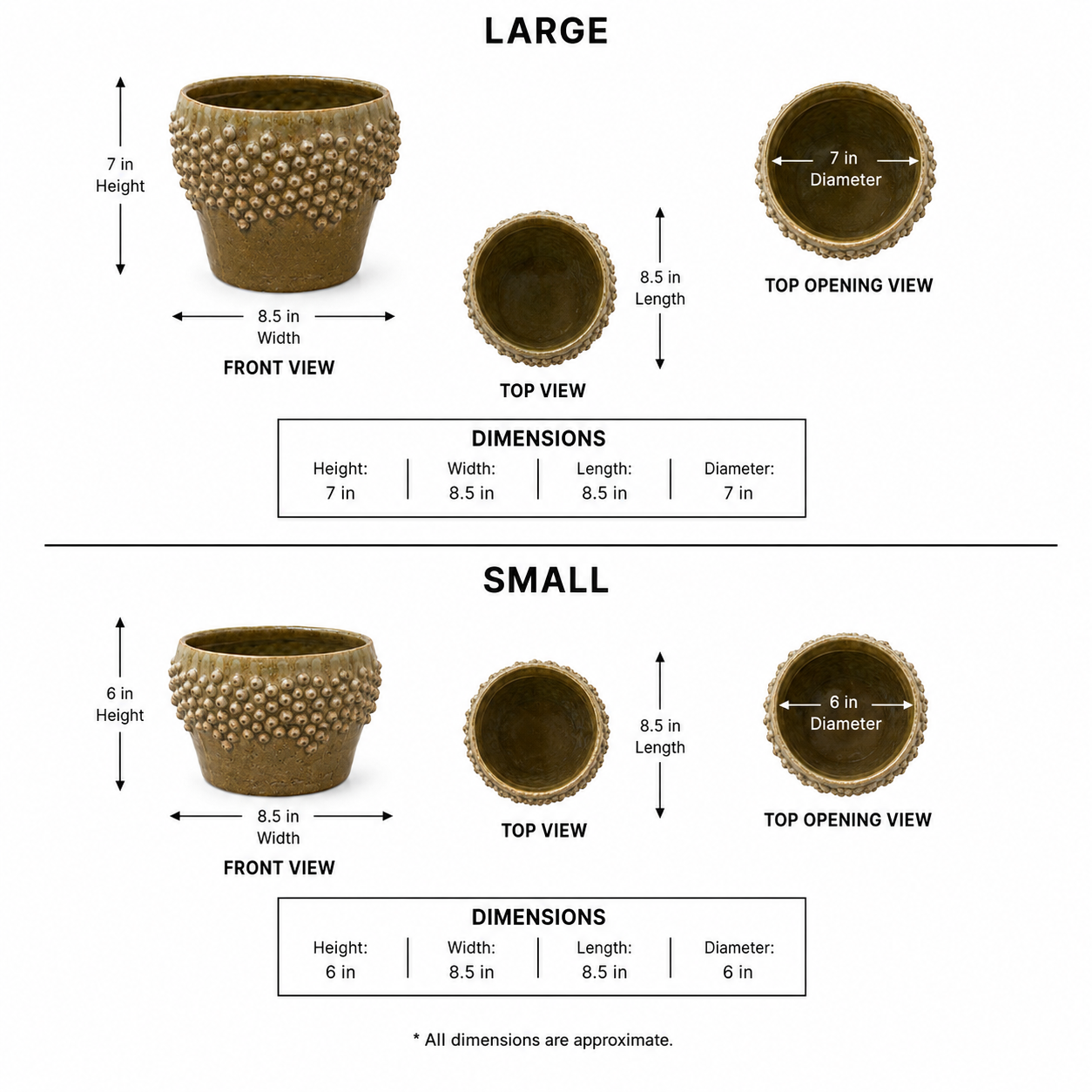 Carm Raised Bump Ceramic Pot