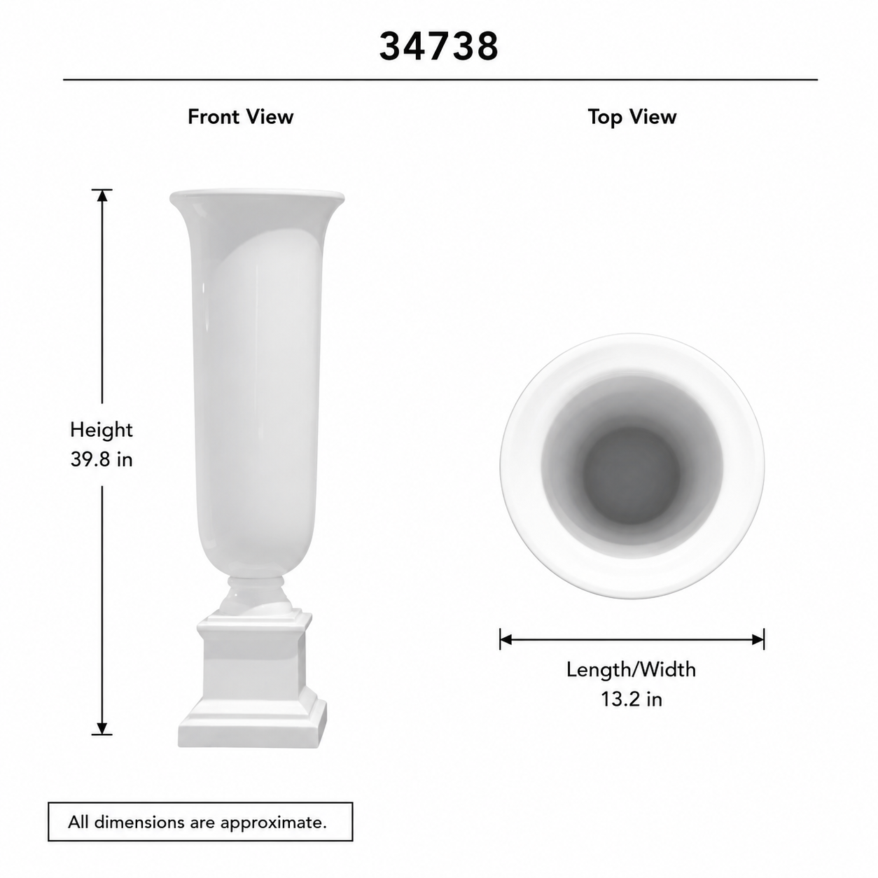 Chari Tapered Fiberglass Urn Floor Vase - Small