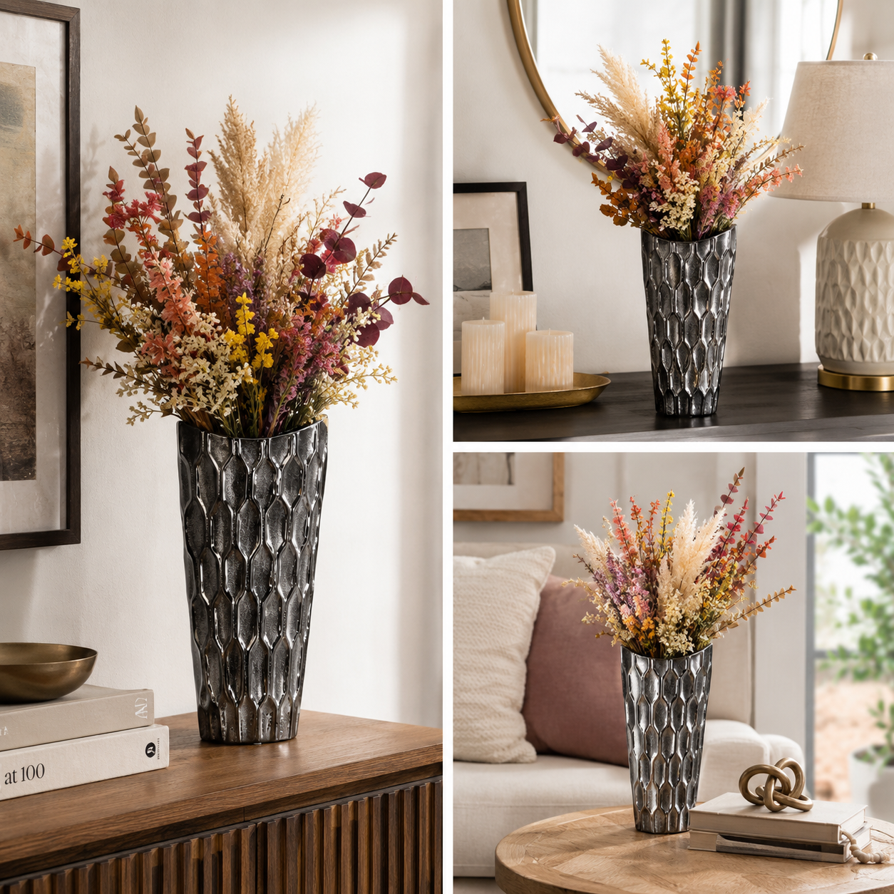 Niven Honeycomb Oval Metallic Vase
