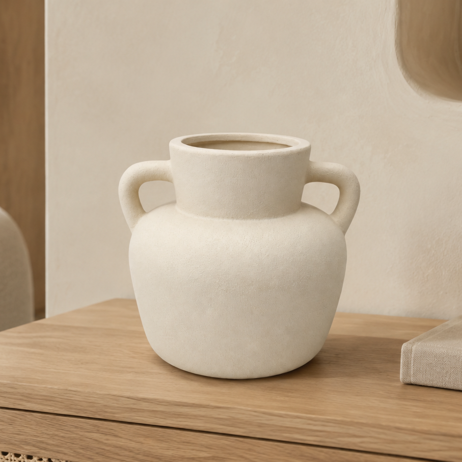 Peyton Bellied Ceramic Vase with Dual Loop Handles