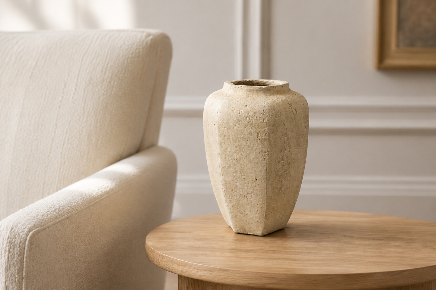 Aliona Handcrafted Faceted Angular Terracotta Vase