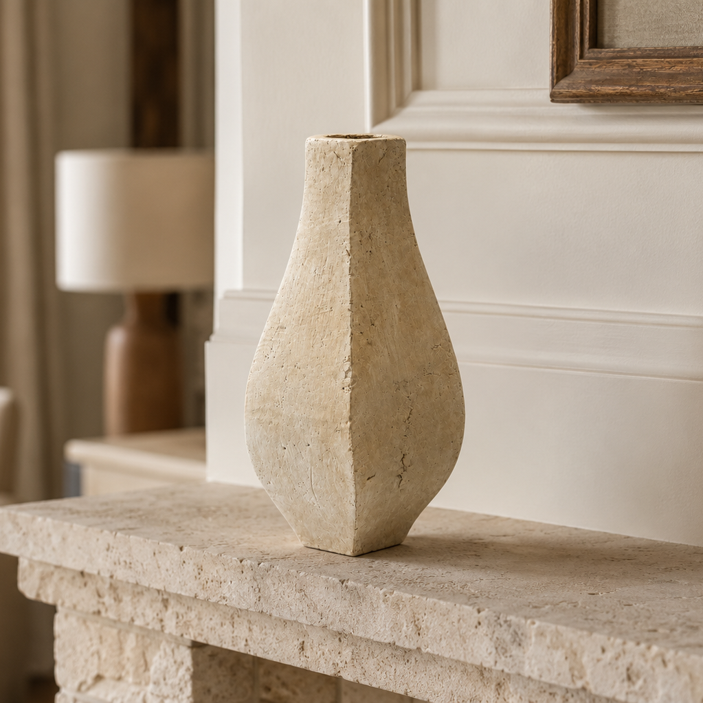 Nixie Handcrafted Faceted Pear-Shaped Terracotta Vase