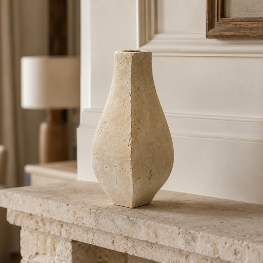 Nixie Handcrafted Faceted Pear-Shaped Terracotta Vase
