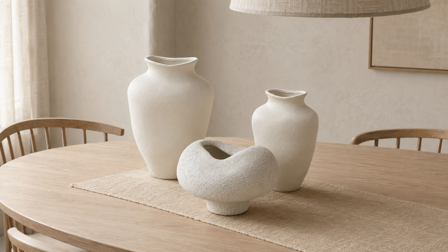 River Handcrafted Textured Urn Vase with Wavy Rim