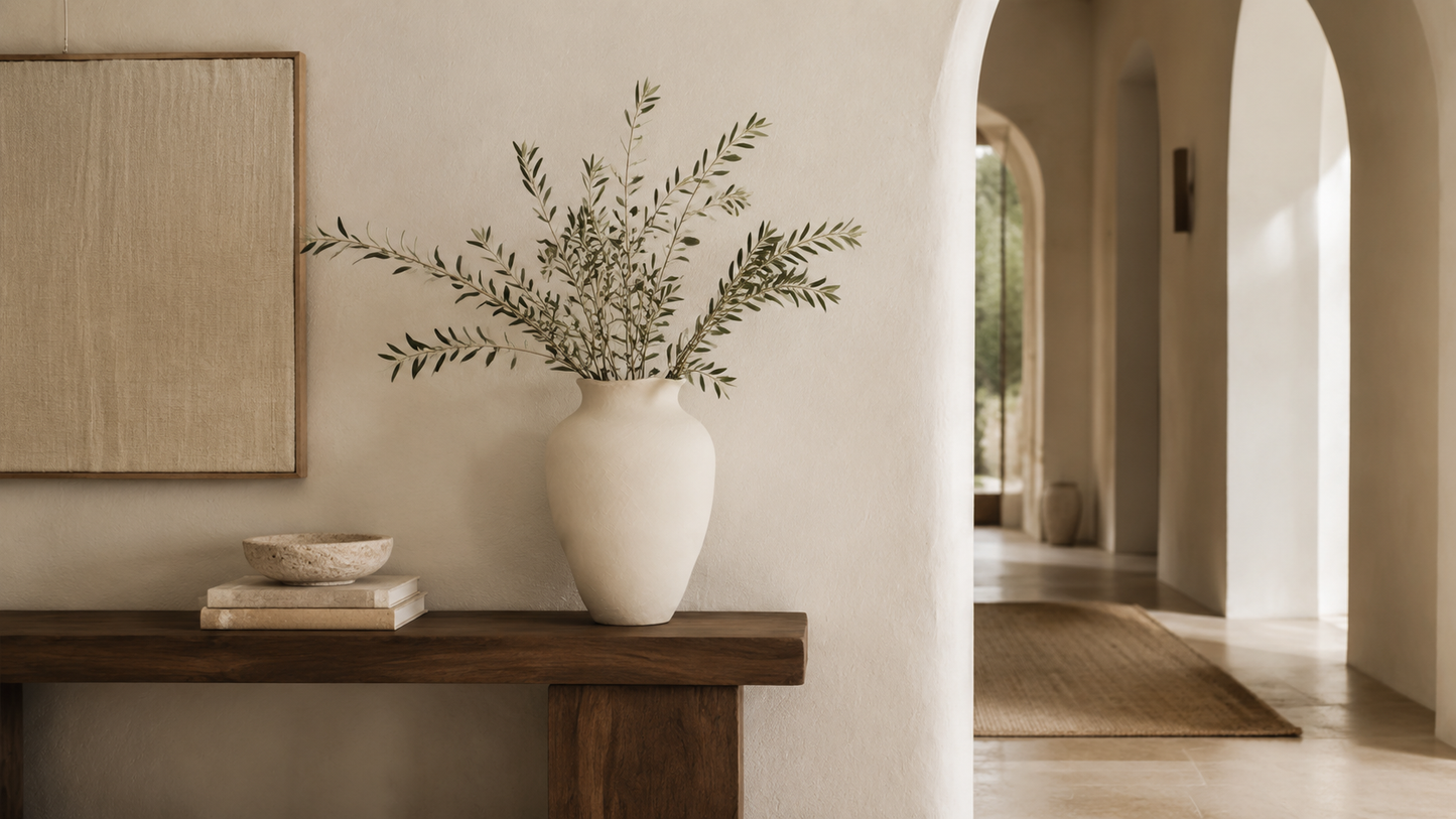 River Handcrafted Textured Urn Vase with Wavy Rim