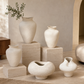 River Handcrafted Textured Urn Vase with Wavy Rim