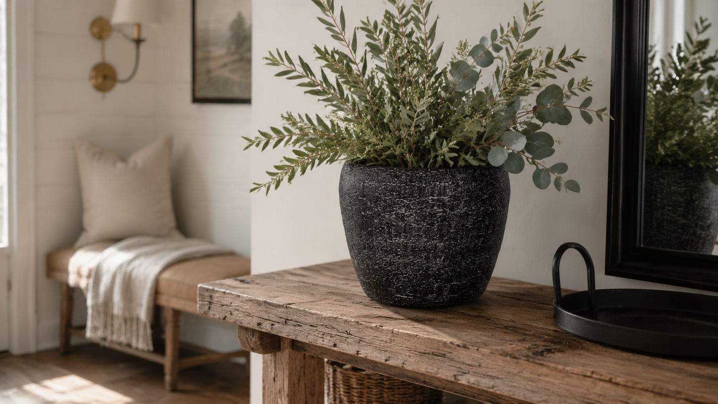 Droven Black Cement Pots