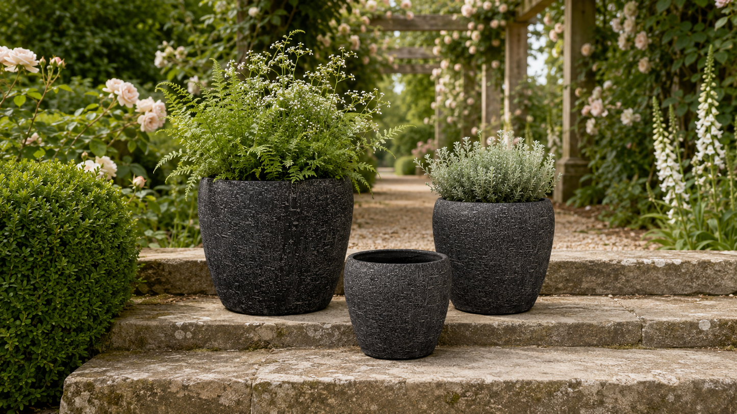 Droven Black Cement Pots