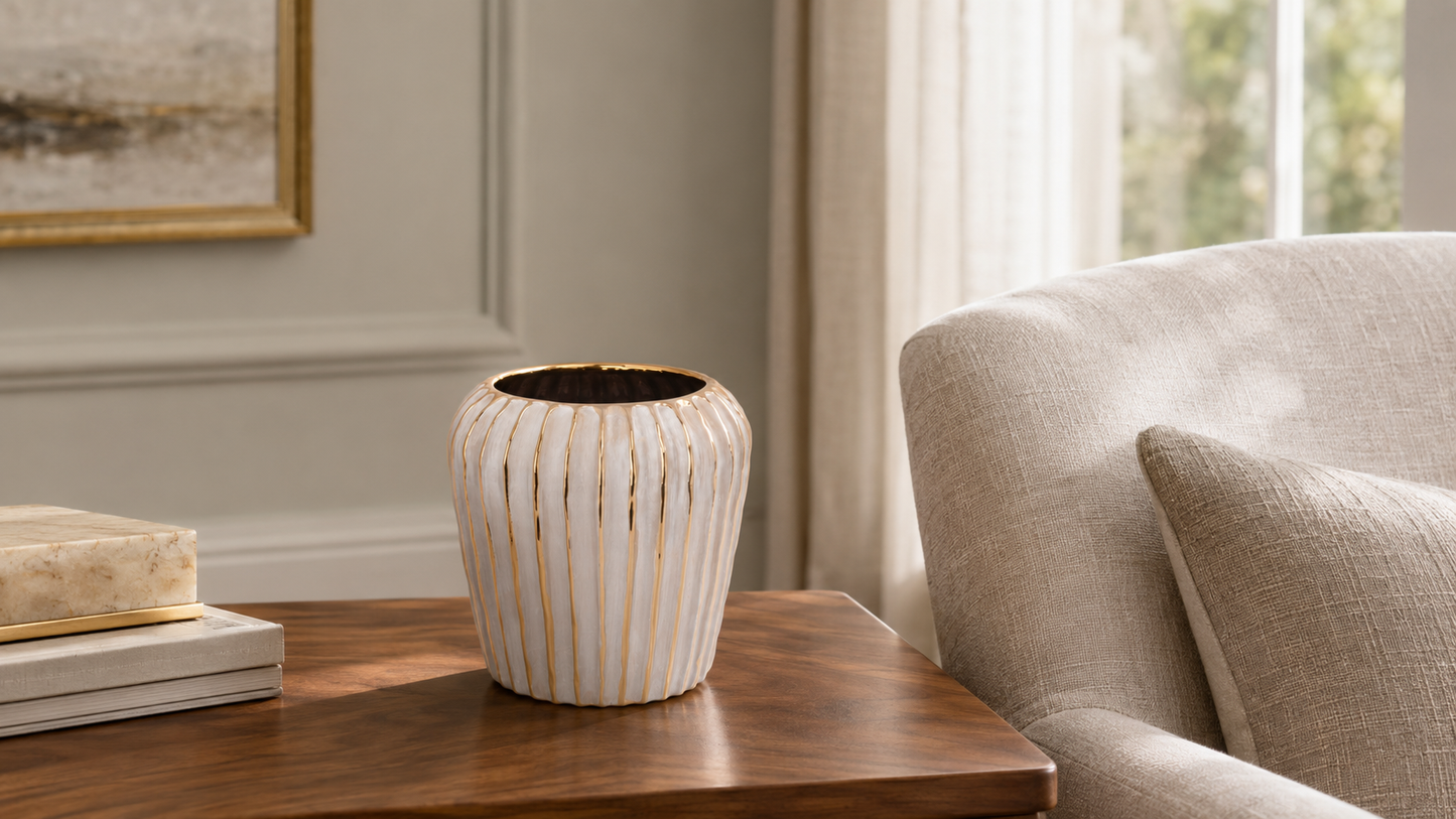 Prima Ribbed Ceramic Planter