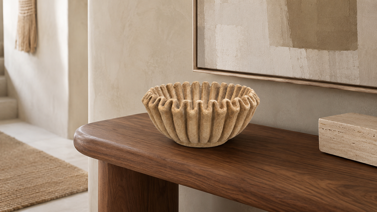 Rena Fluted Cement Bowl Planter