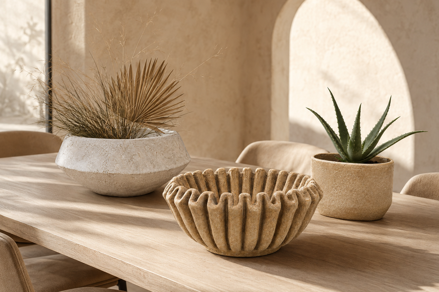 Rena Fluted Cement Bowl Planter