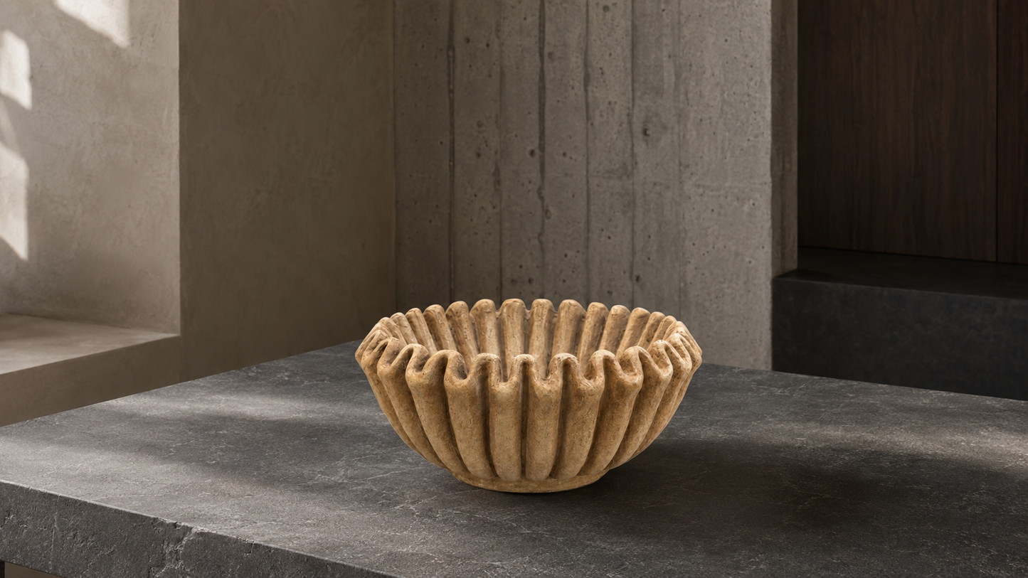 Rena Fluted Cement Bowl Planter