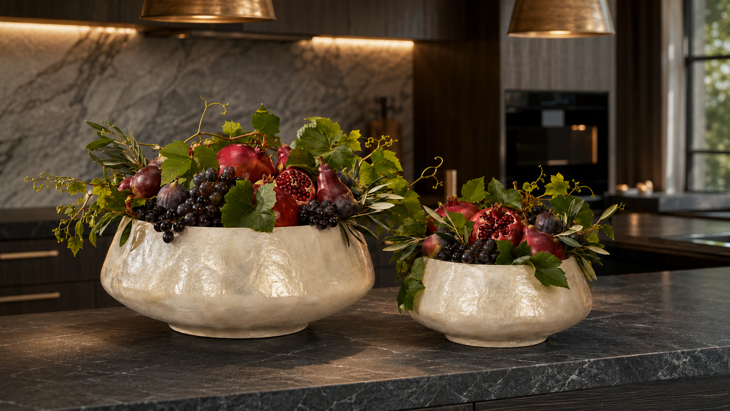 Melia Shell Mosaic Bowl Planter Set (Set of 2)