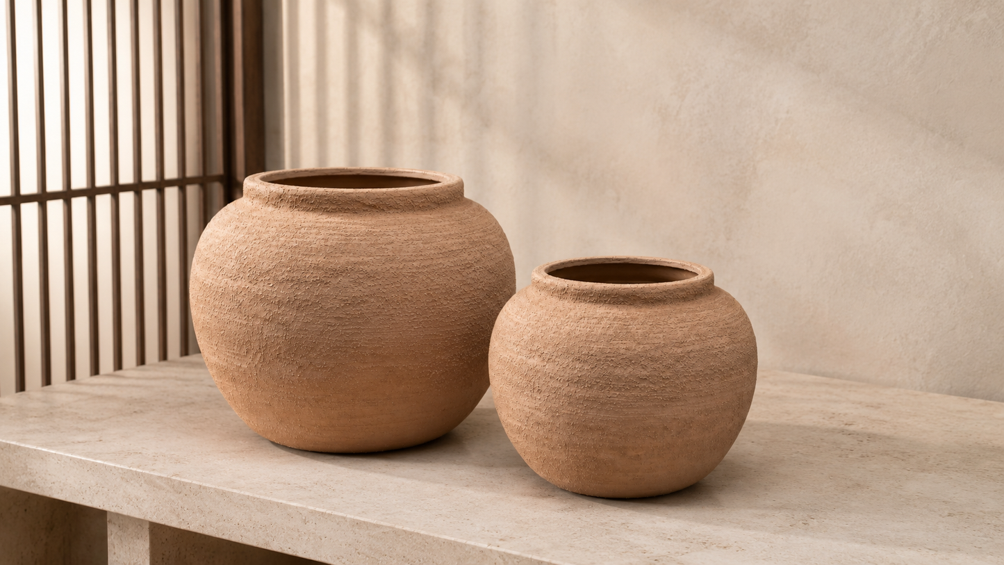 Danya Textured Round Ceramic Vase