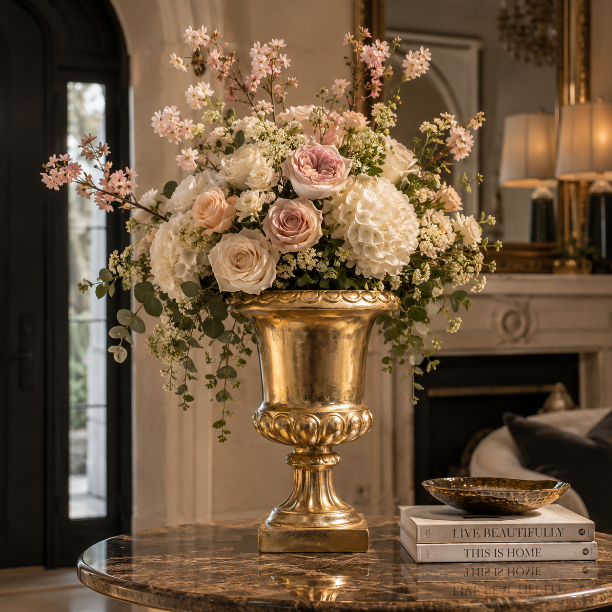 Chen Banded-Pedestal Fiberglass Urn