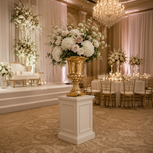 Chen Banded-Pedestal Fiberglass Urn