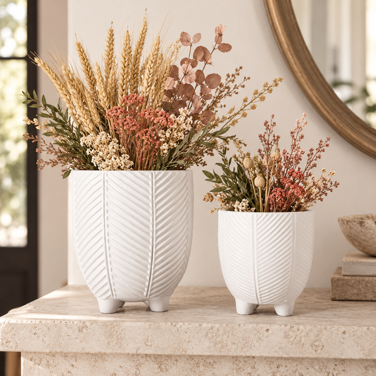 Chevron Pots with Stand Set (Set of 2)