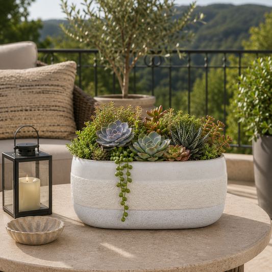 Christa Oval Ceramic Planter