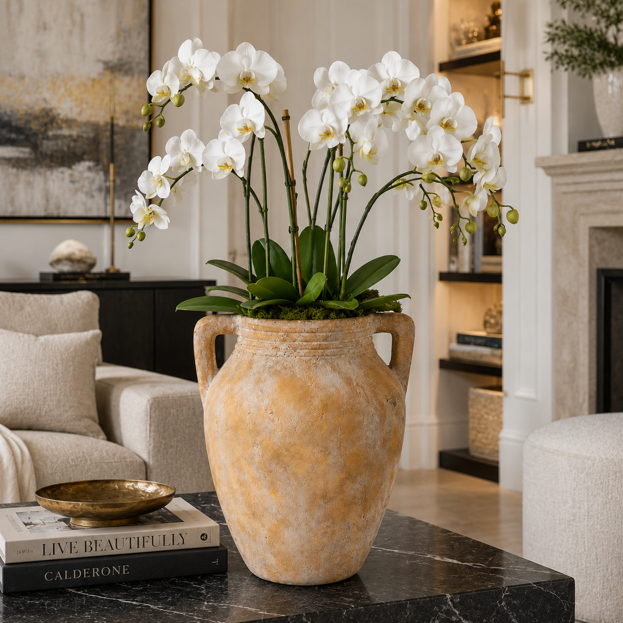 Dahlia Double-Handled Ceramic Urn Vase