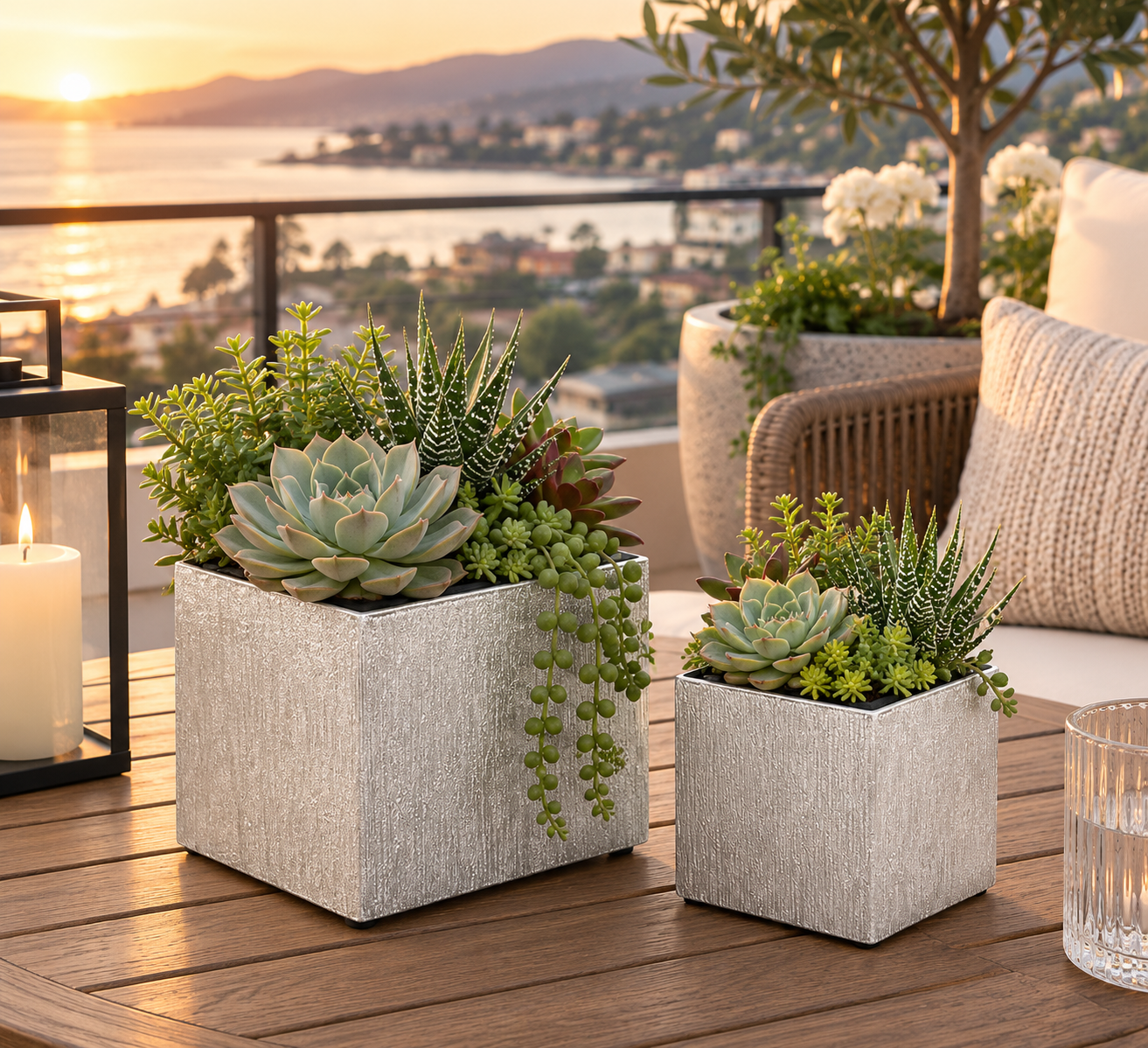 Dara Textured Cube Ceramic Planter