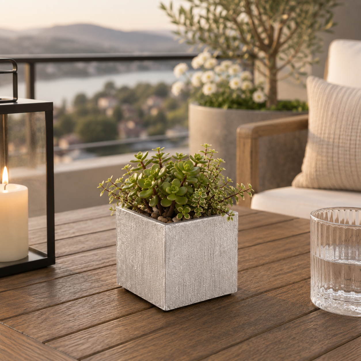 Dara Textured Cube Ceramic Planter