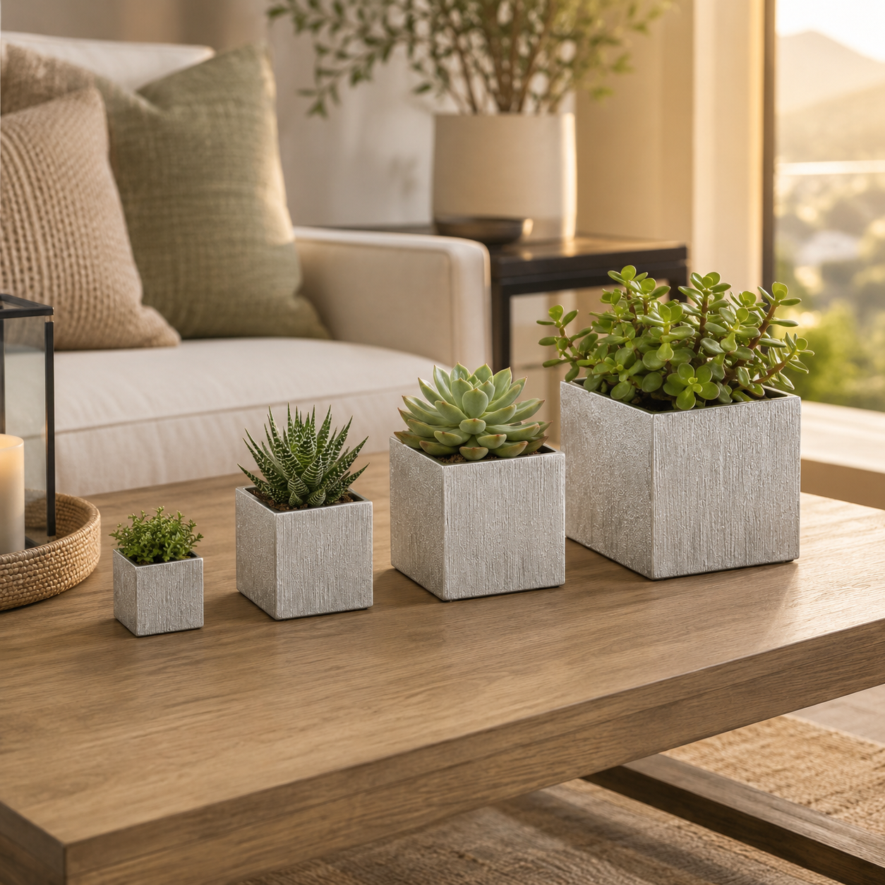 Dara Textured Cube Ceramic Planter