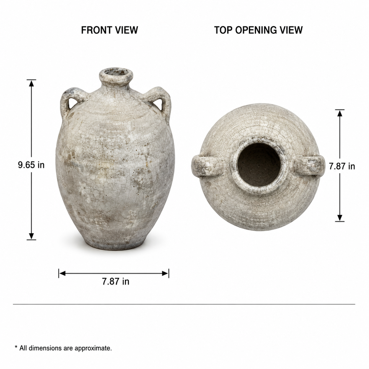 Delphine Weathered Ceramic Vase with Arched Handles