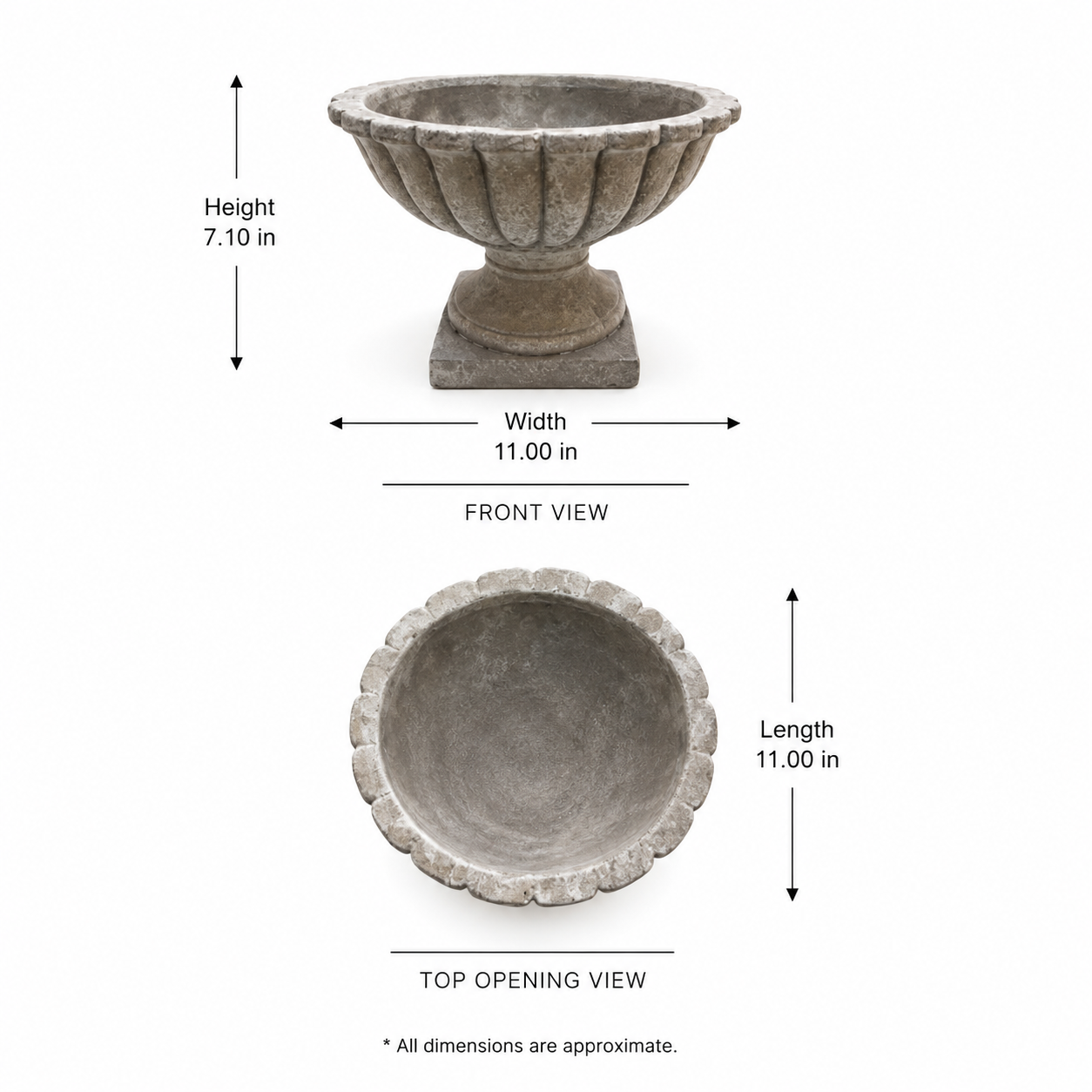 Denise Fluted Pedestal Cement Bowl Planter