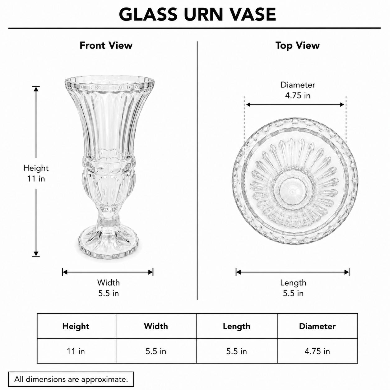 Tia Fluted Glass Pedestal Vase